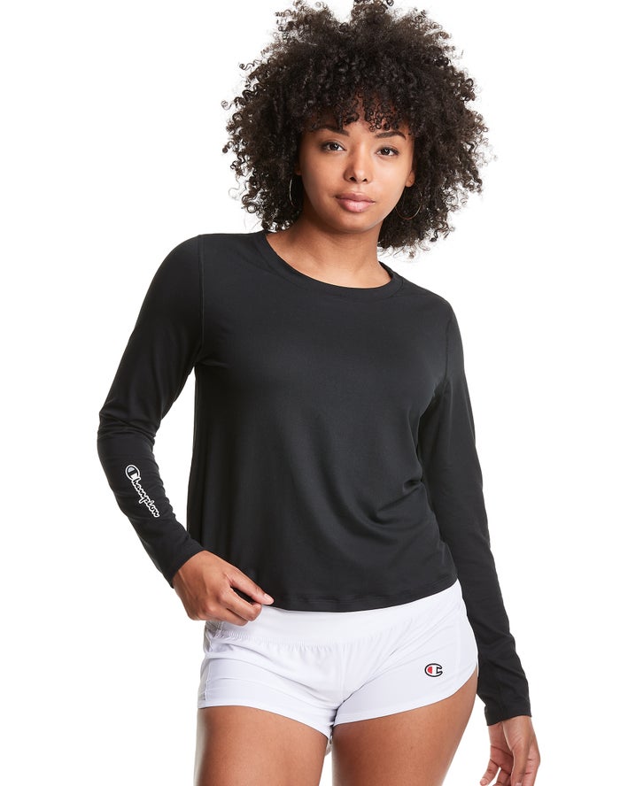 Champion T-Shirt Dames - Zwart - Soft Touch Cutout Long-Sleeve ( 260759-OZI )